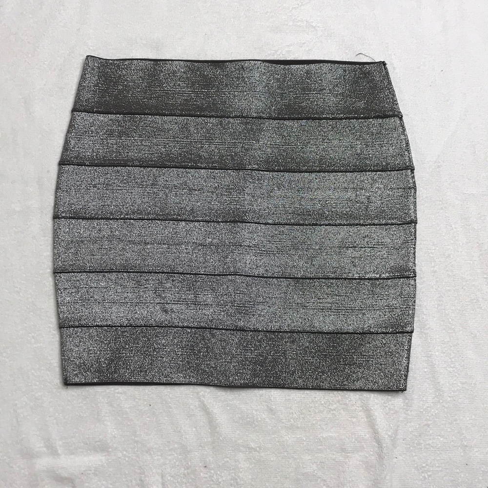 Metallic Silver Bandage Skirt